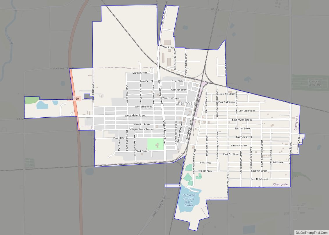 Map of Cherryvale city