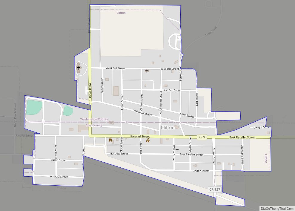 Map of Clifton city, Kansas