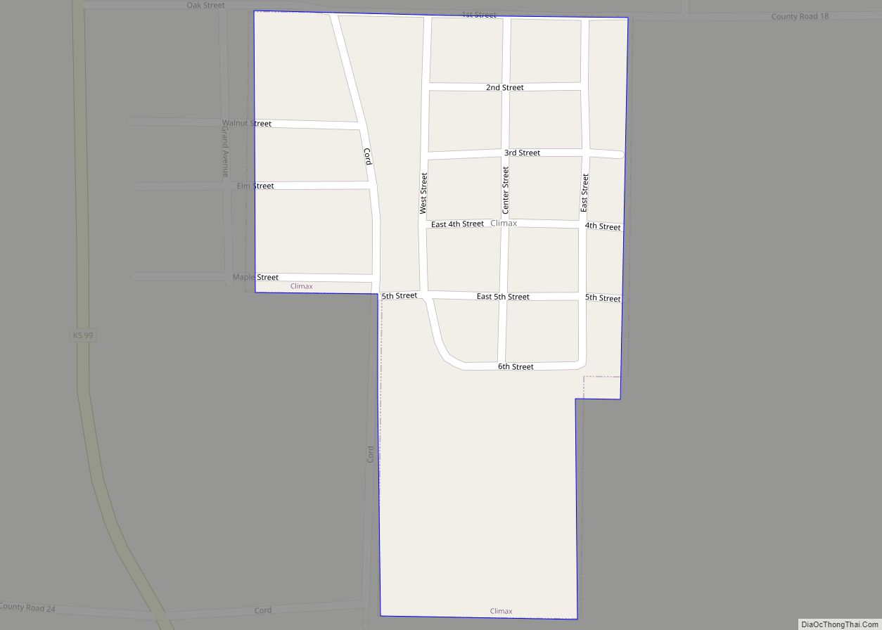 Map of Climax city, Kansas