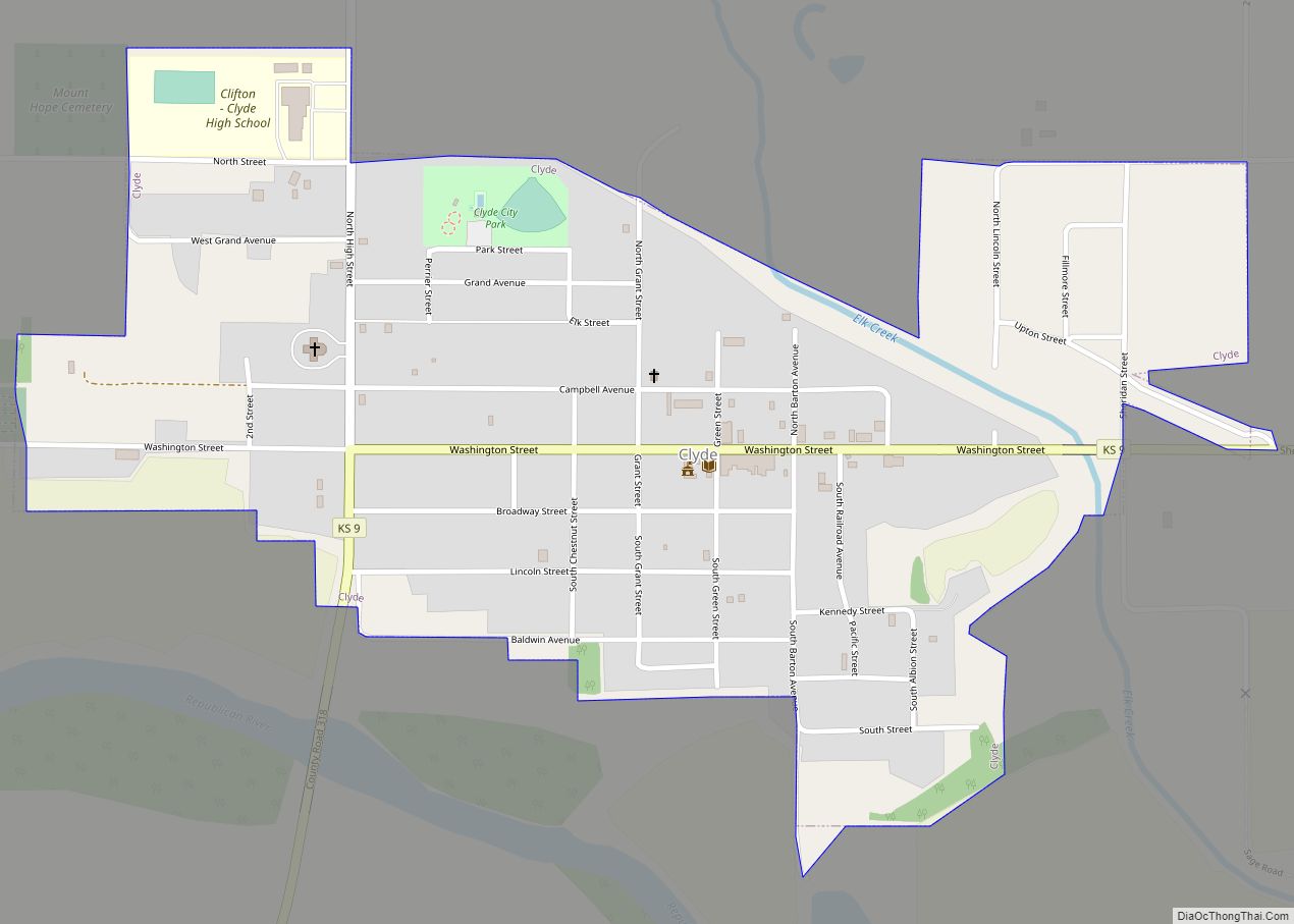 Map of Clyde city, Kansas