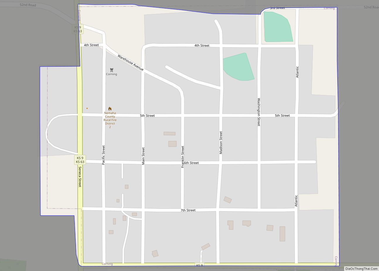 Map of Corning city, Kansas