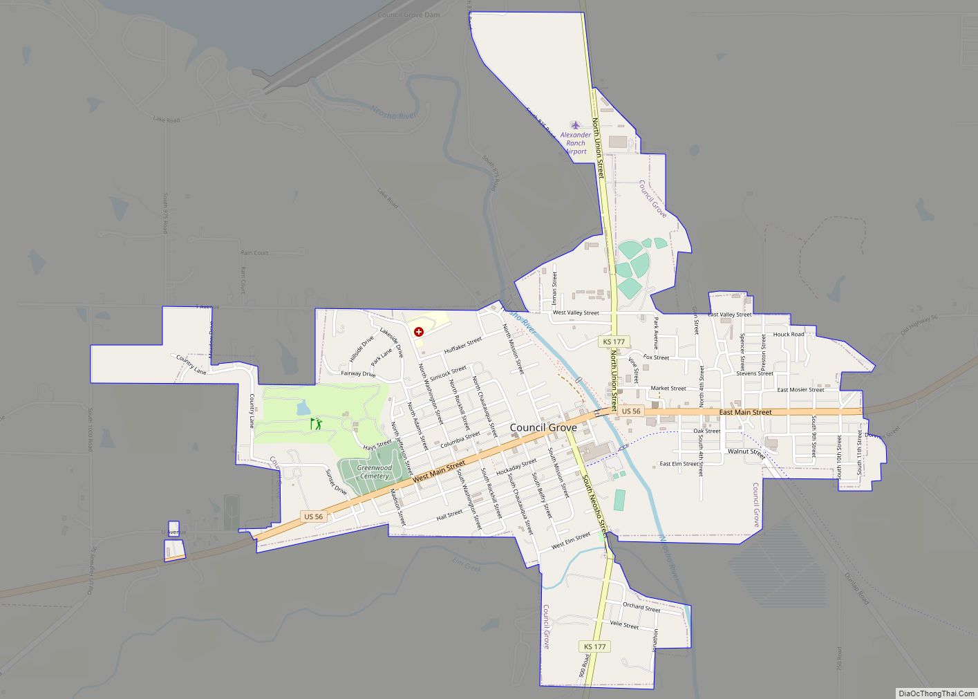 Map of Council Grove city
