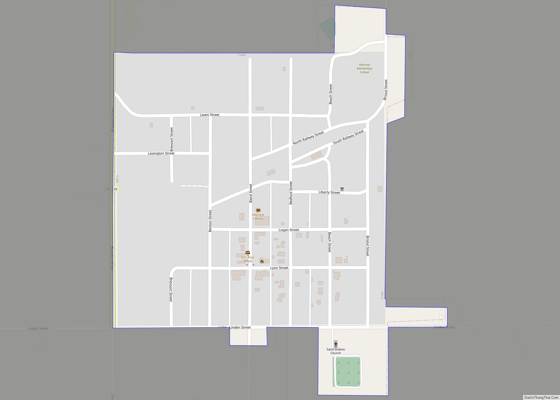 Map of Cuba city, Kansas
