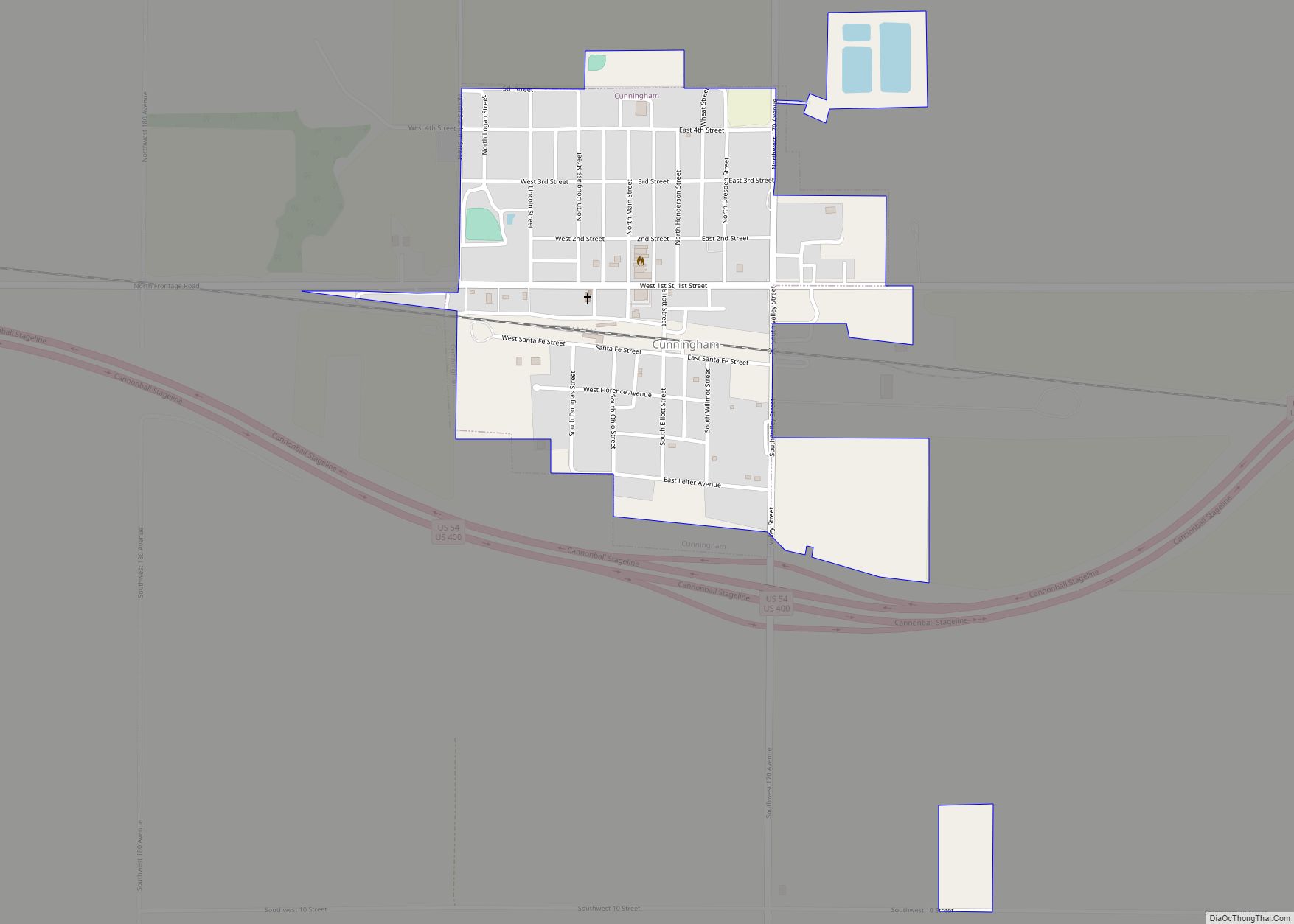 Map of Cunningham city