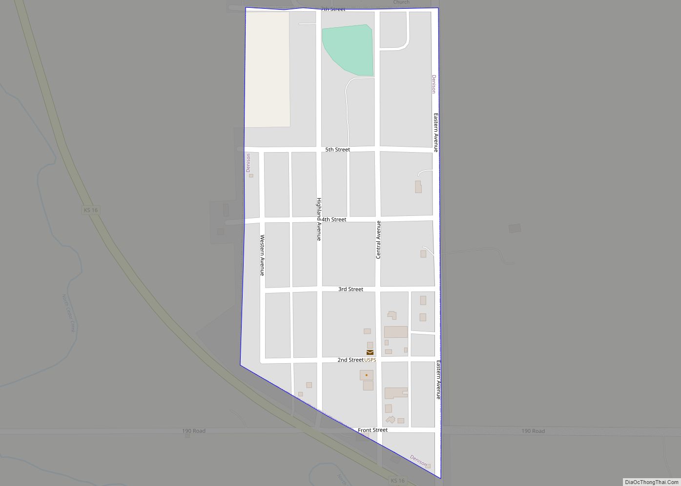 Map of Denison city, Kansas