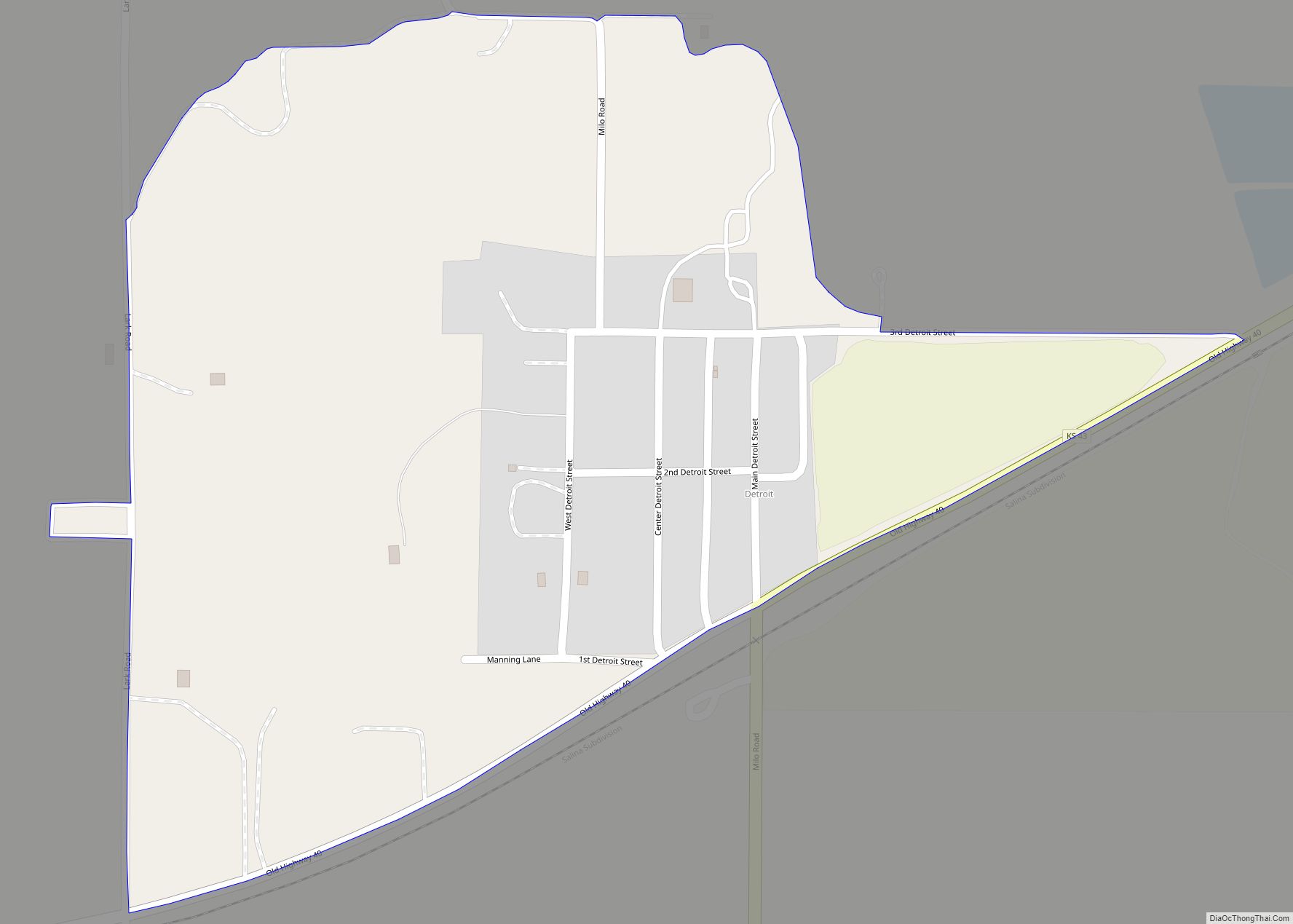 Map of Detroit CDP, Kansas