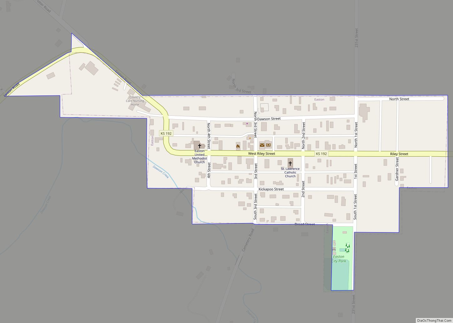 Map of Easton city, Kansas