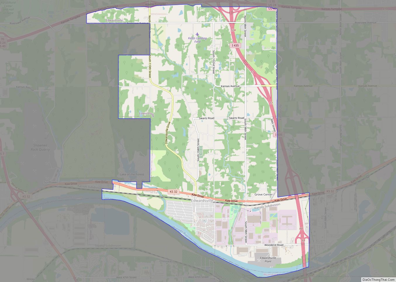 Map of Edwardsville city, Kansas