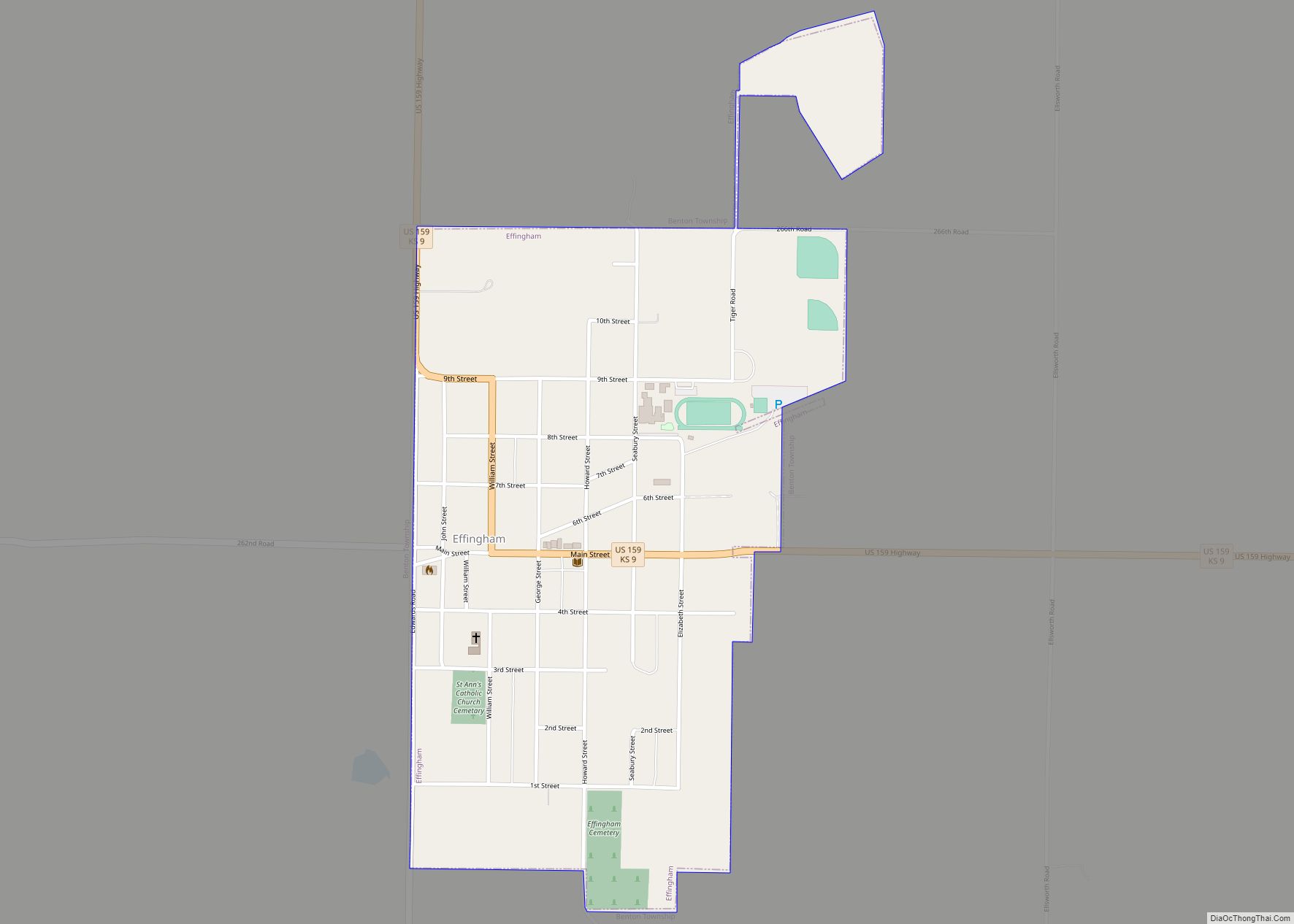 Map of Effingham city, Kansas