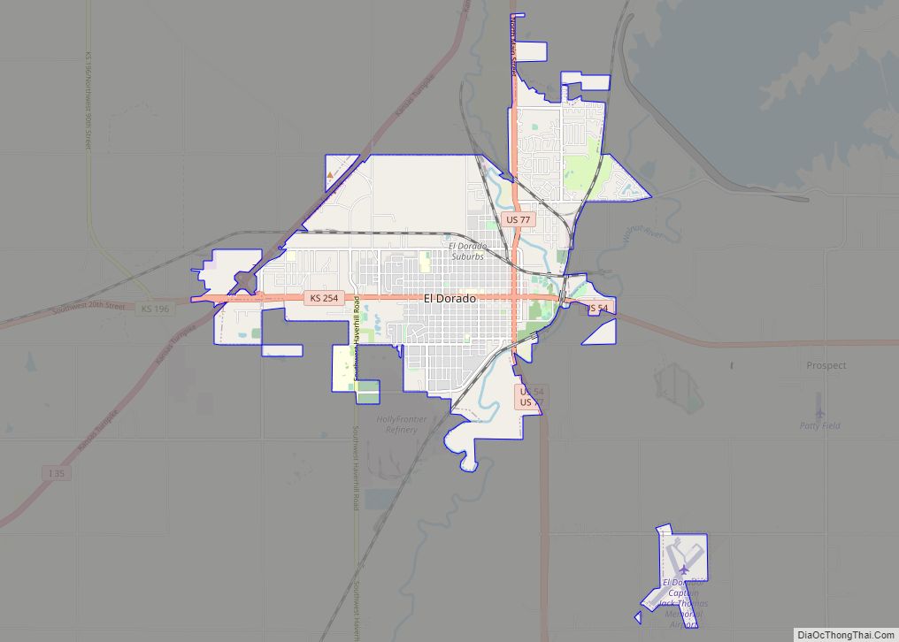 Map of El Dorado city, Kansas
