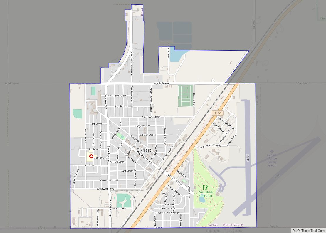 Map of Elkhart city, Kansas