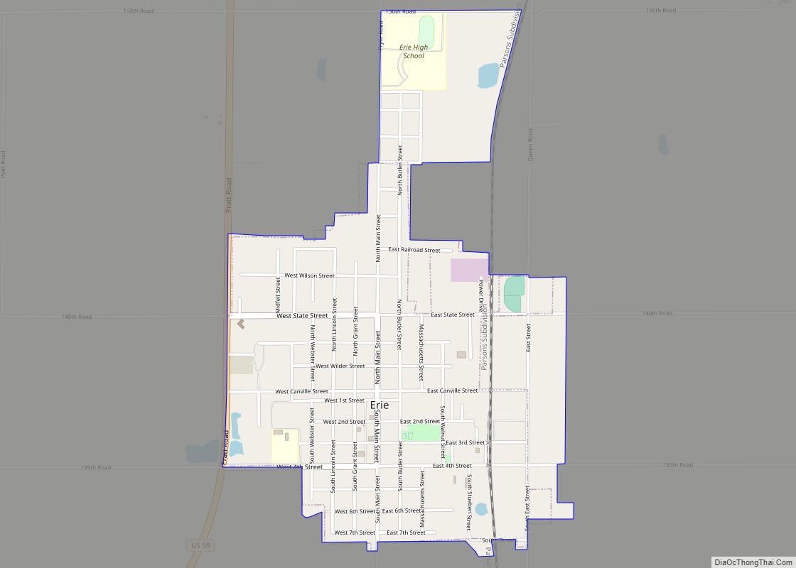 Map of Erie city, Kansas
