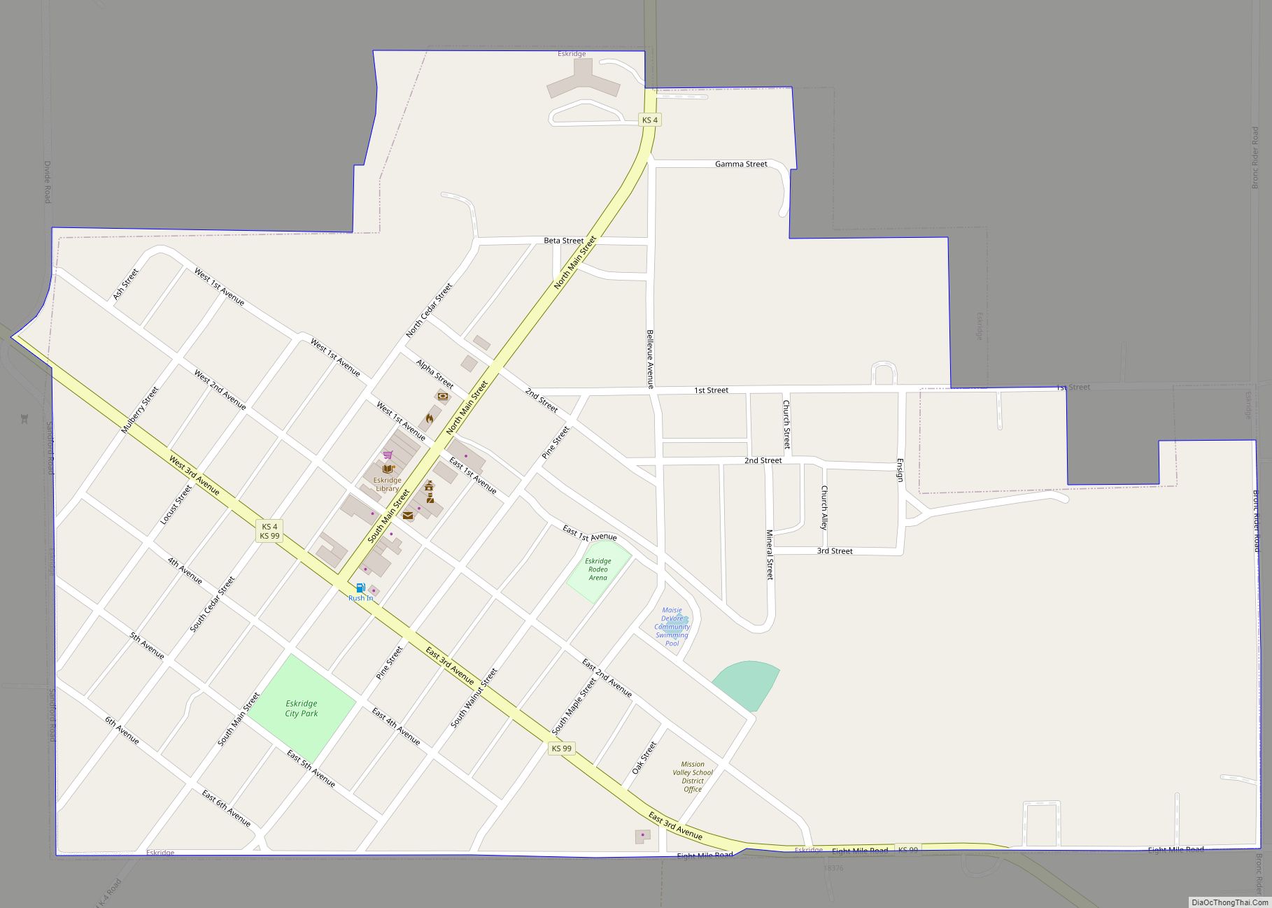 Map of Eskridge city