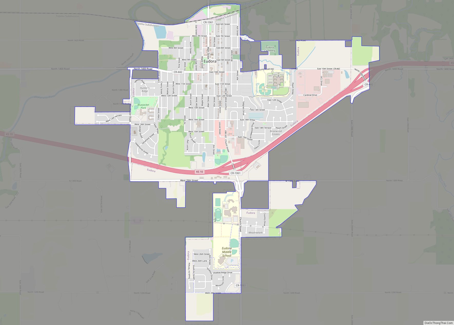 Map of Eudora city, Kansas