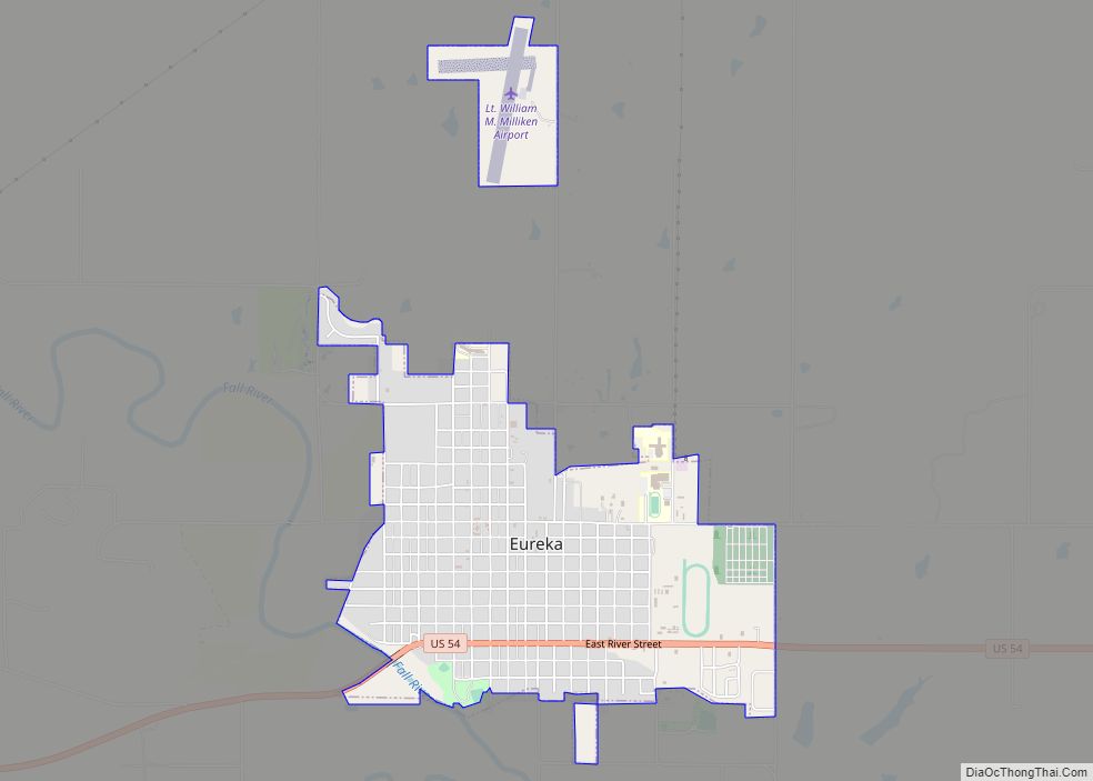 Map of Eureka city, Kansas