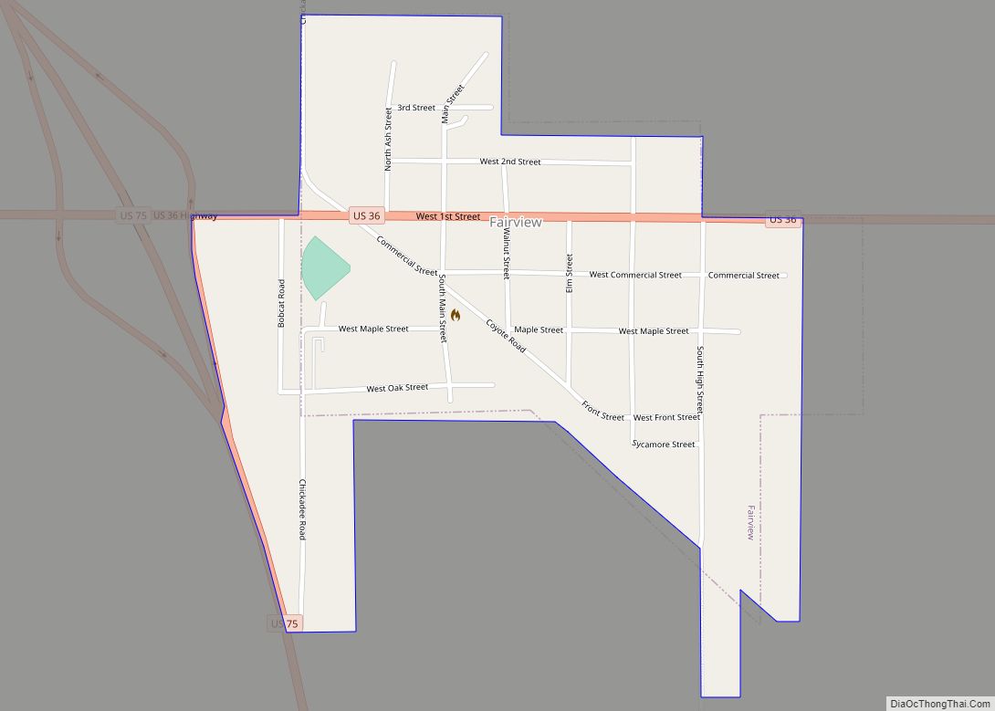Map of Fairview city, Kansas