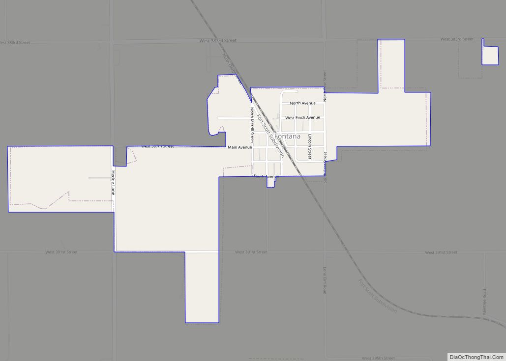 Map of Fontana city, Kansas