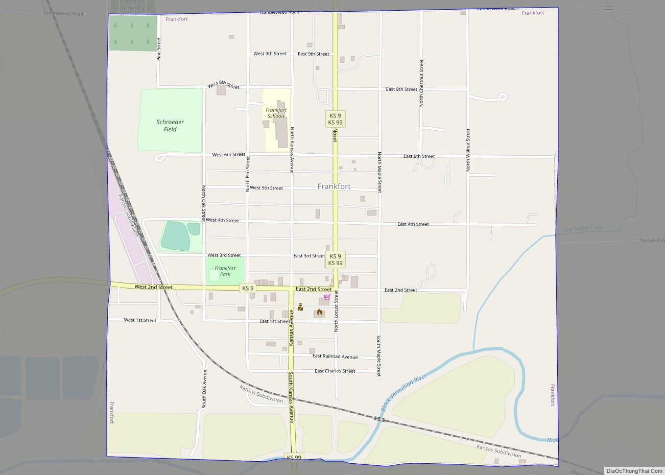 Map of Frankfort city, Kansas