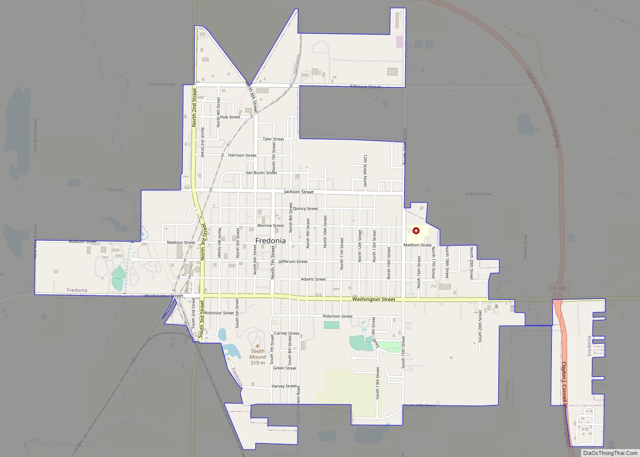 Map of Fredonia city, Kansas