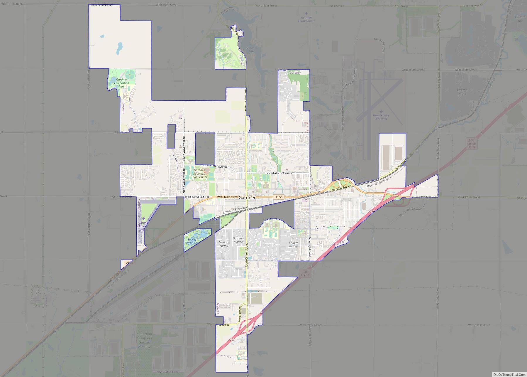 Map of Gardner city, Kansas