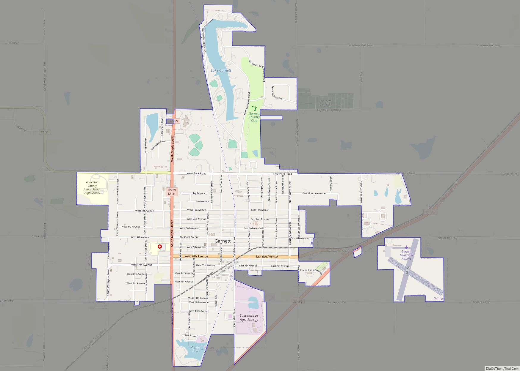 Map of Garnett city
