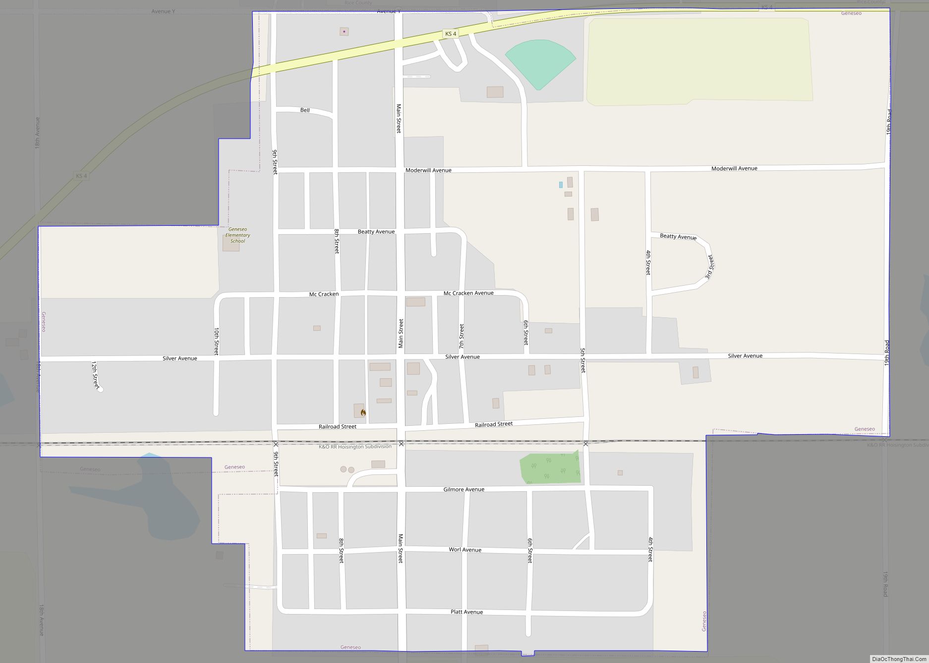 Map of Geneseo city, Kansas