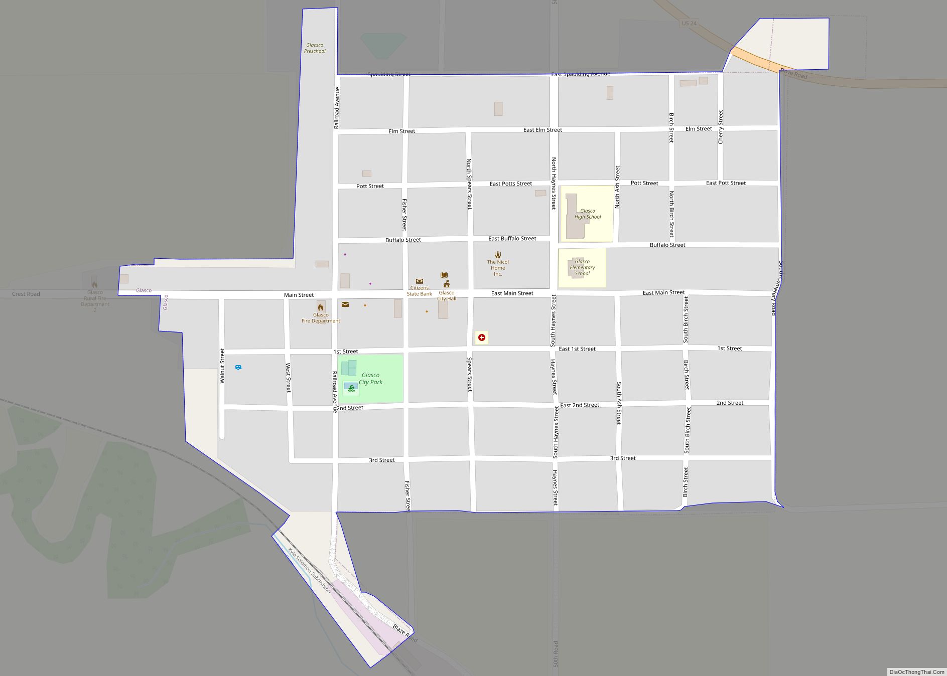 Map of Glasco city