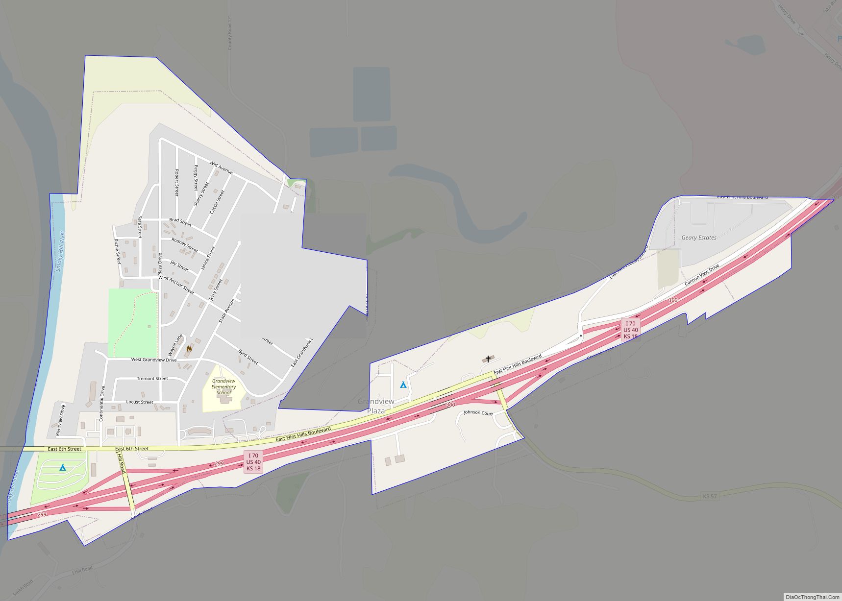 Map of Grandview Plaza city