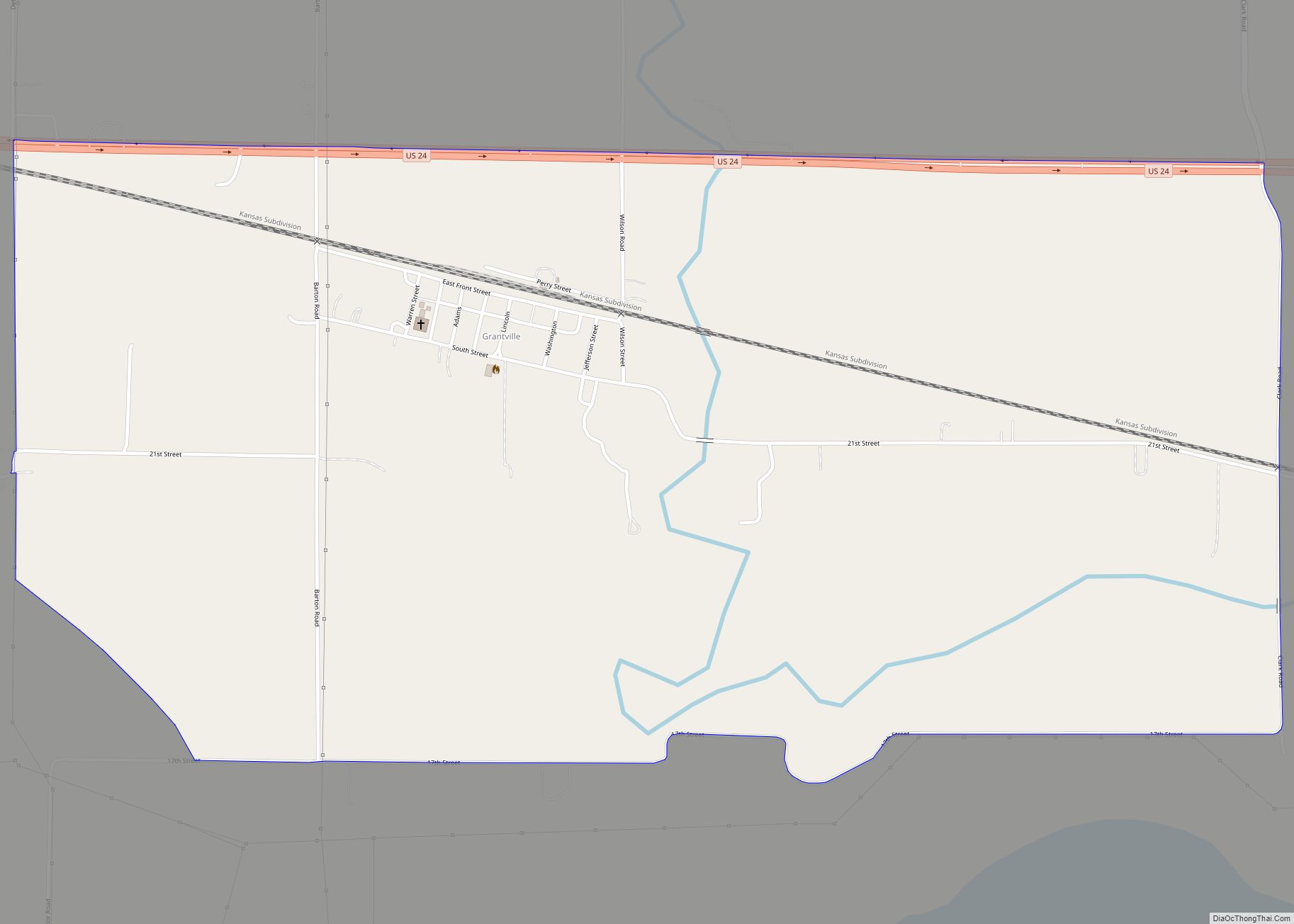 Map of Grantville CDP, Kansas