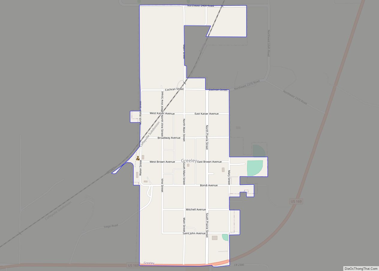 Map of Greeley city, Kansas