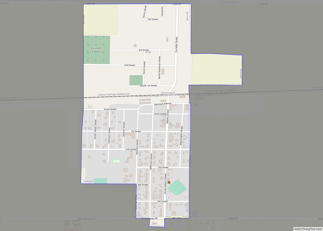 Map of Grinnell city, Kansas