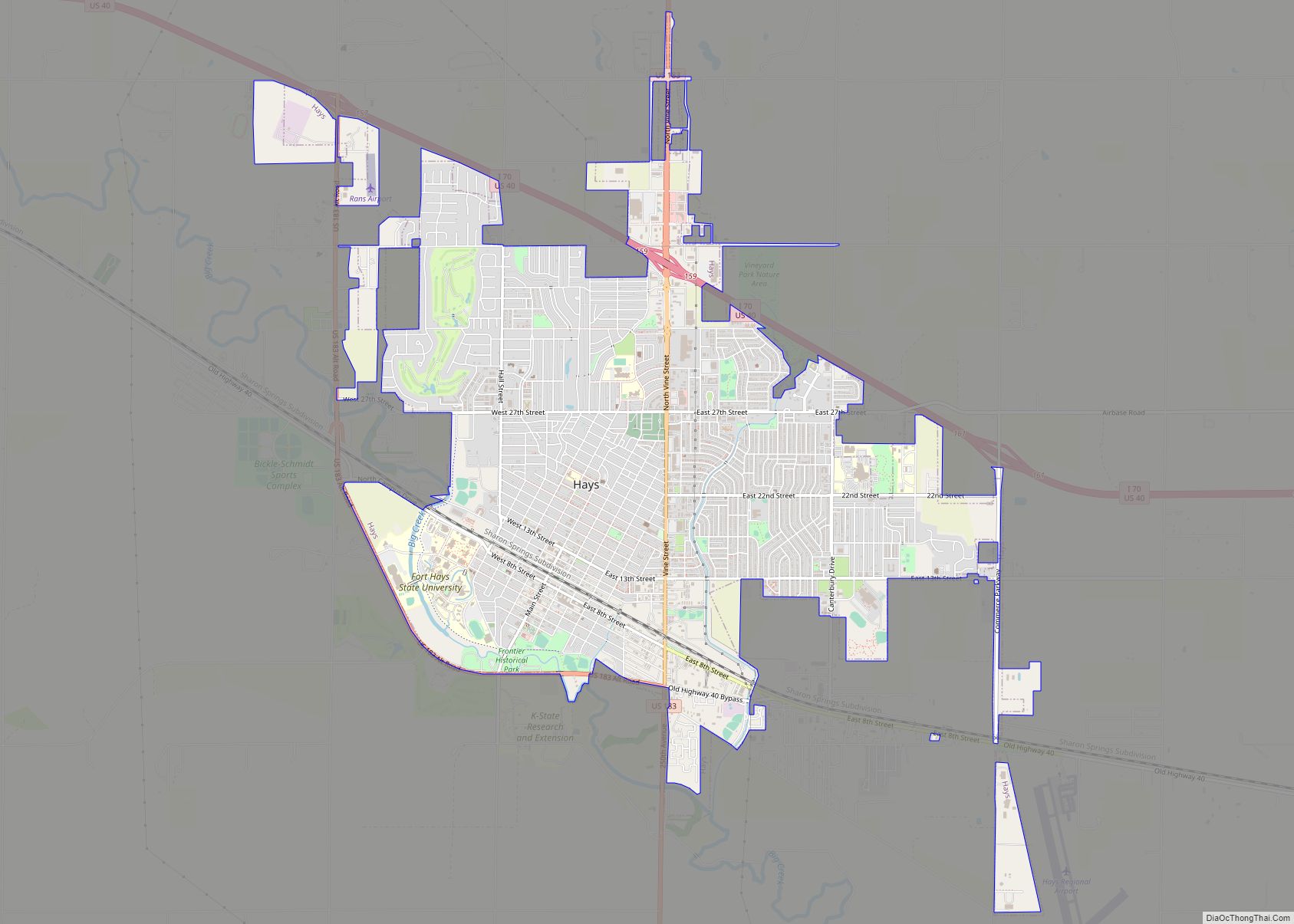 Map of Hays city