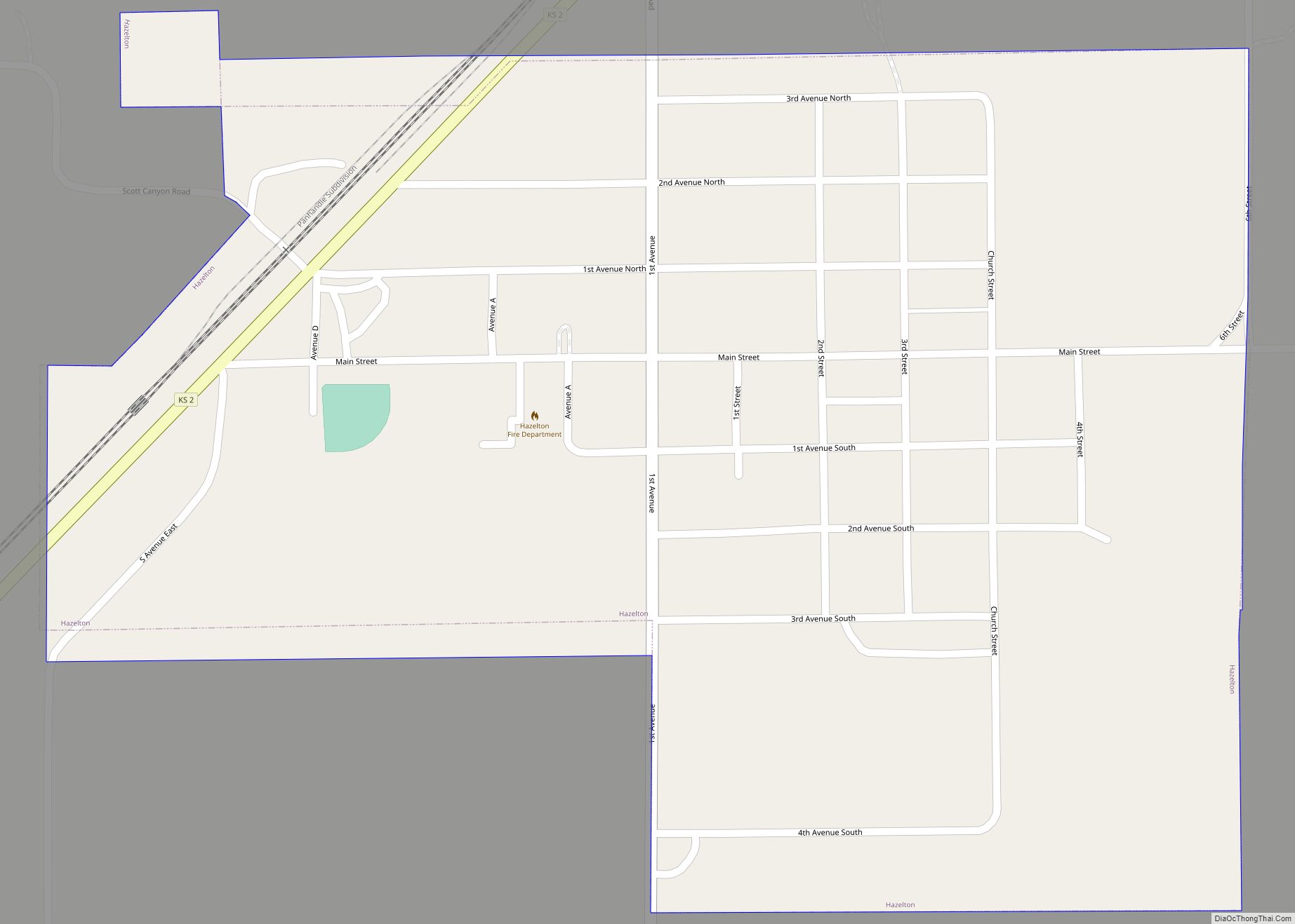 Map of Hazelton city, Kansas