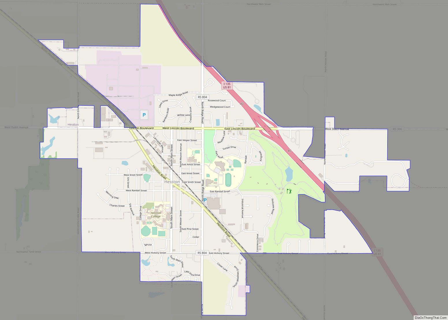 Map of Hesston city