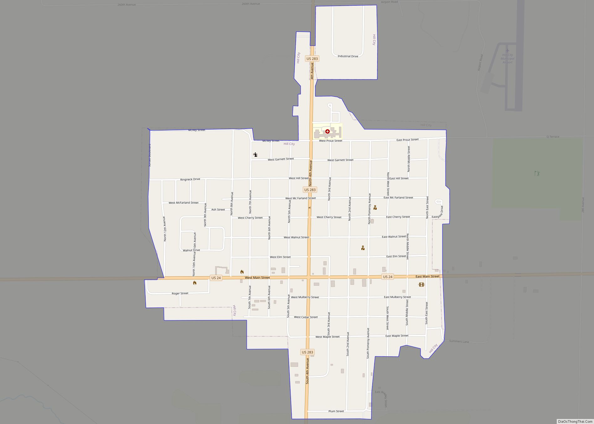 Map of Hill City city