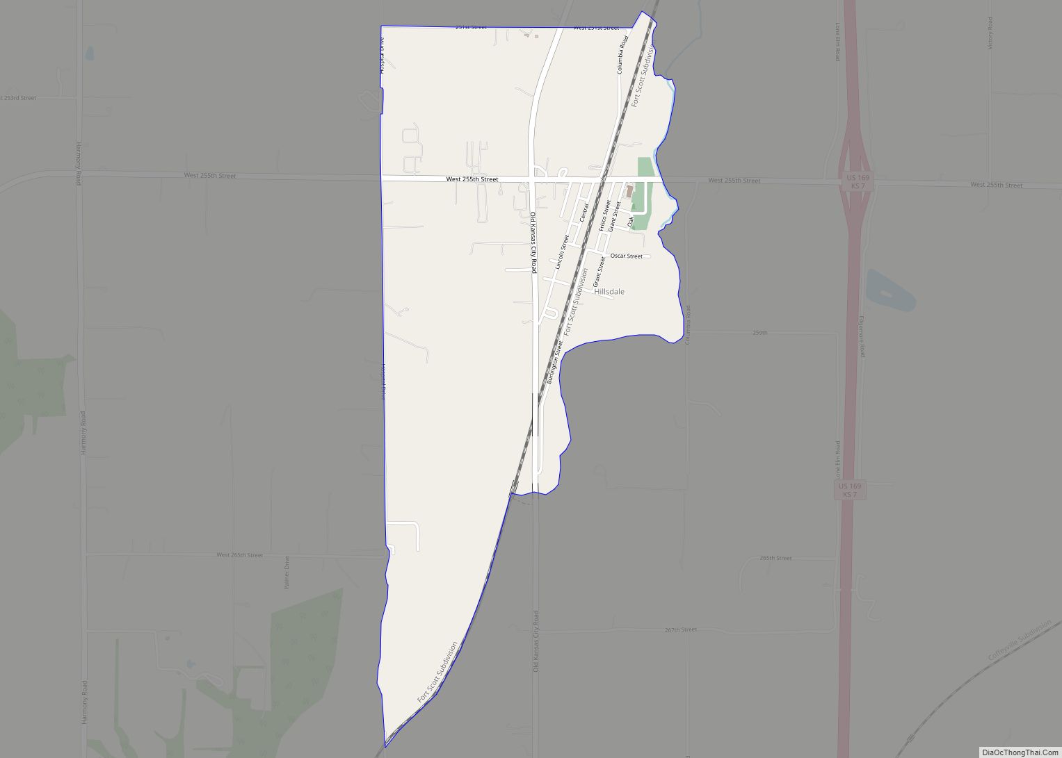 Map of Hillsdale CDP, Kansas
