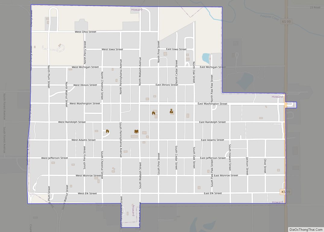 Map of Howard city, Kansas
