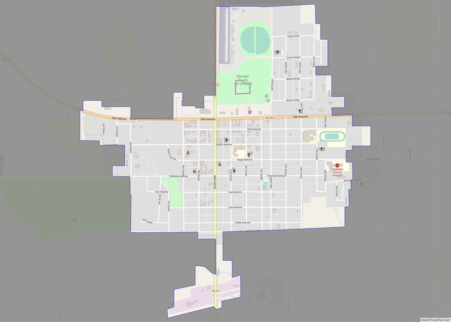 Map of Hoxie city, Kansas
