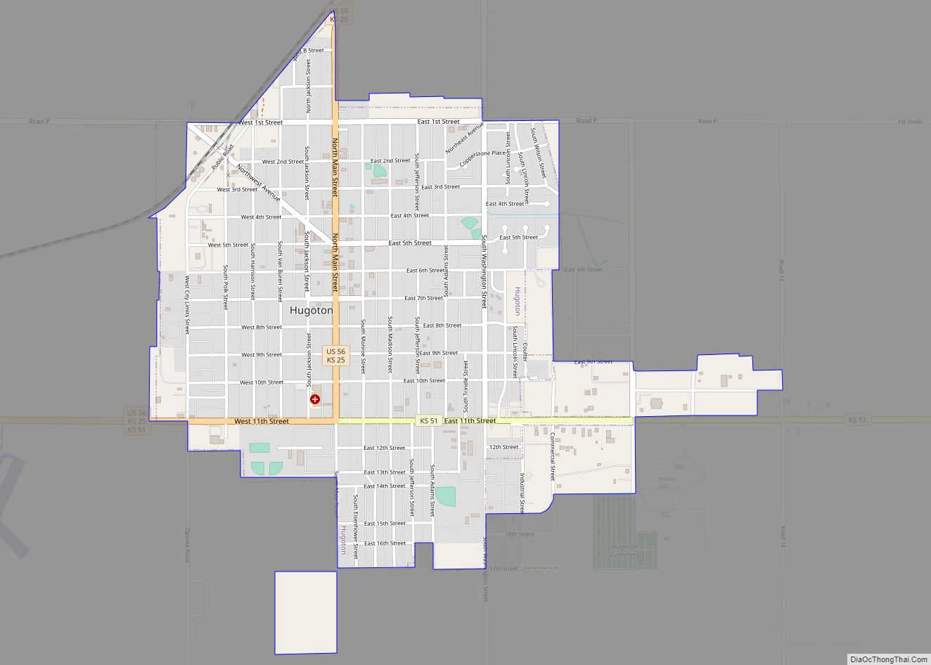 Map of Hugoton city