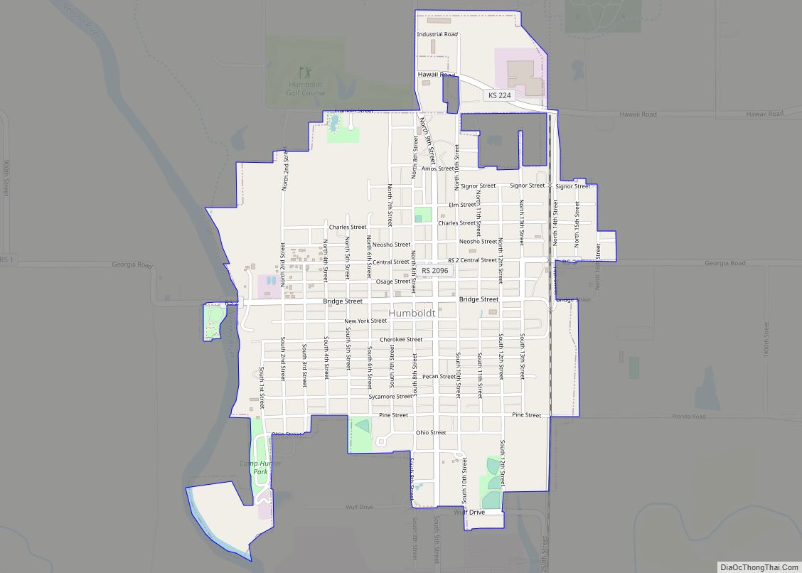 Map of Humboldt city, Kansas
