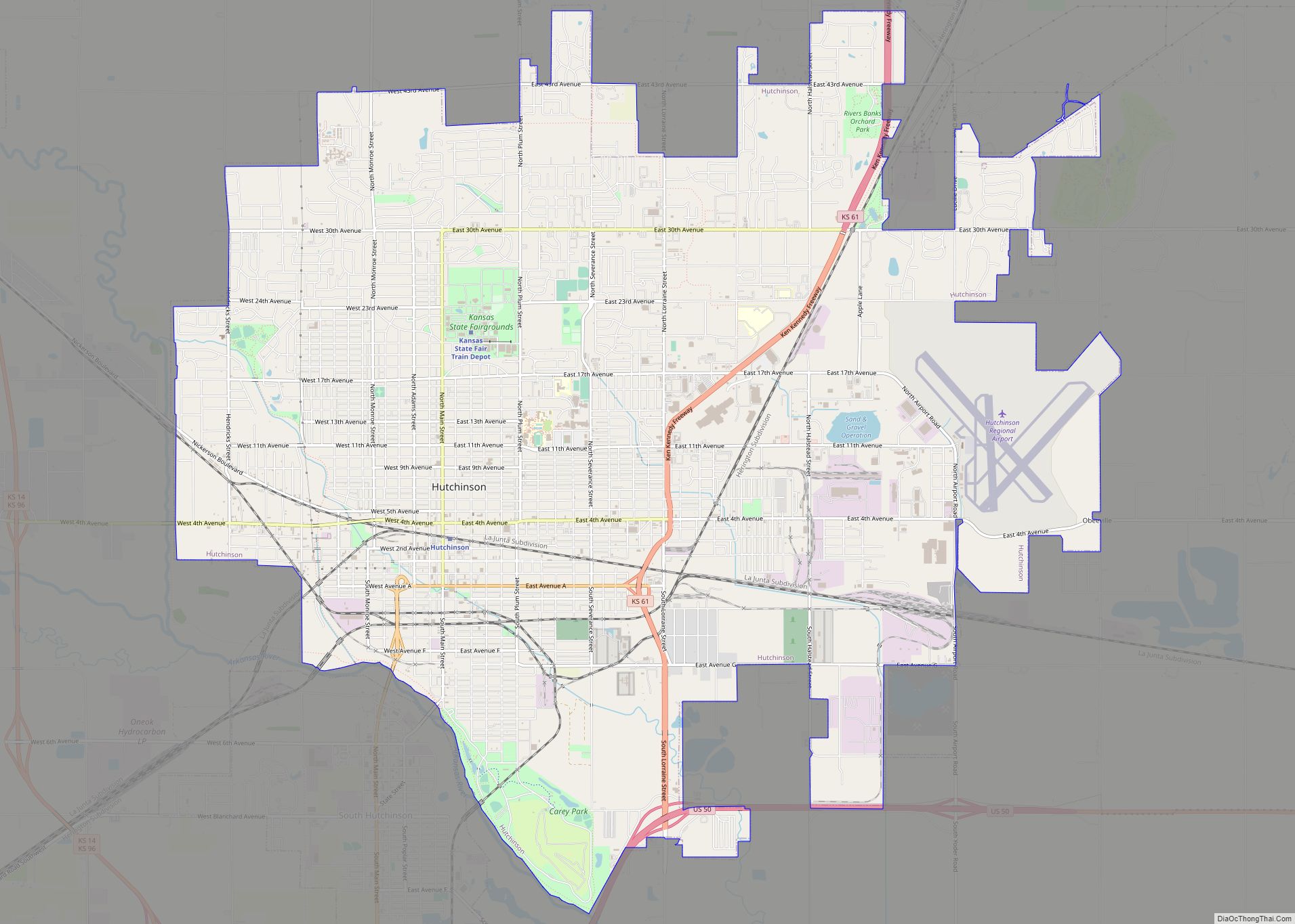 Map of Hutchinson city