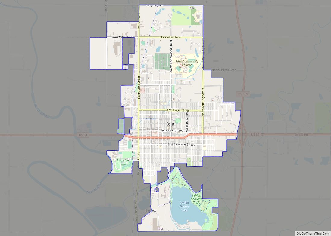 Map of Iola city, Kansas