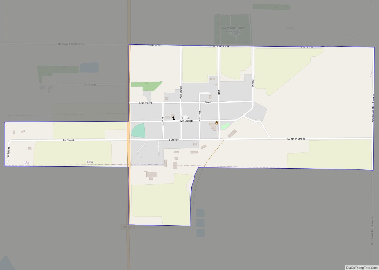 Map of Iuka city, Kansas