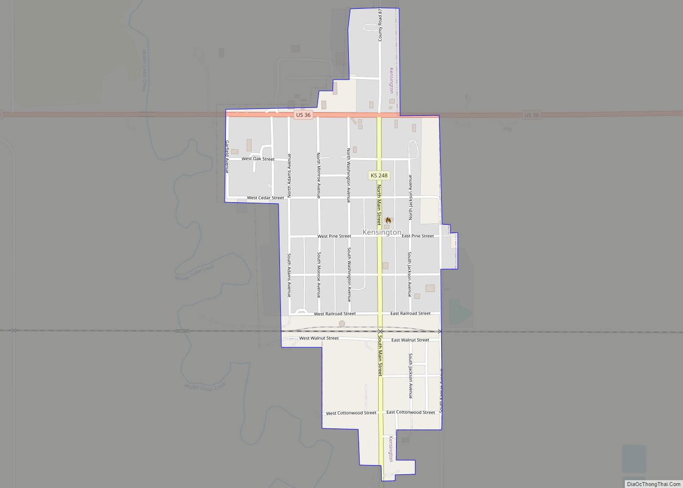 Map of Kensington city, Kansas