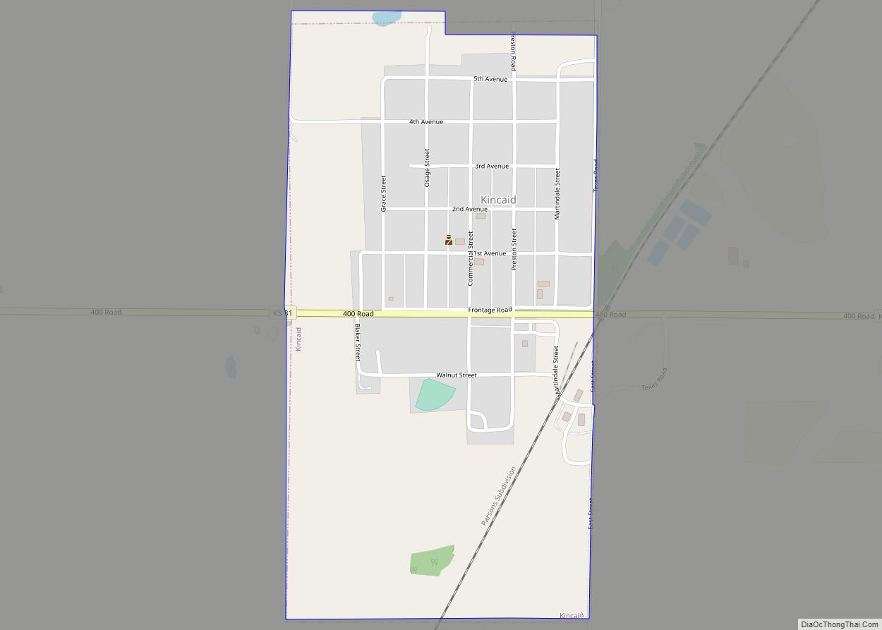 Map of Kincaid city, Kansas