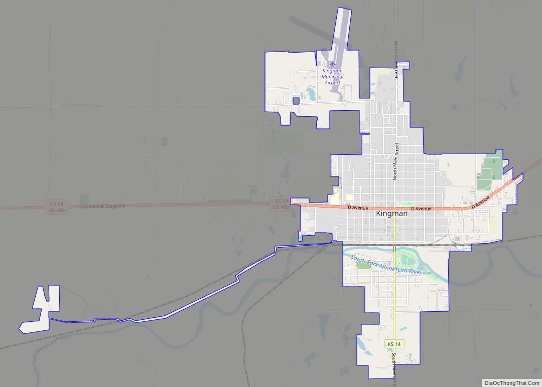 Map of Kingman city, Kansas