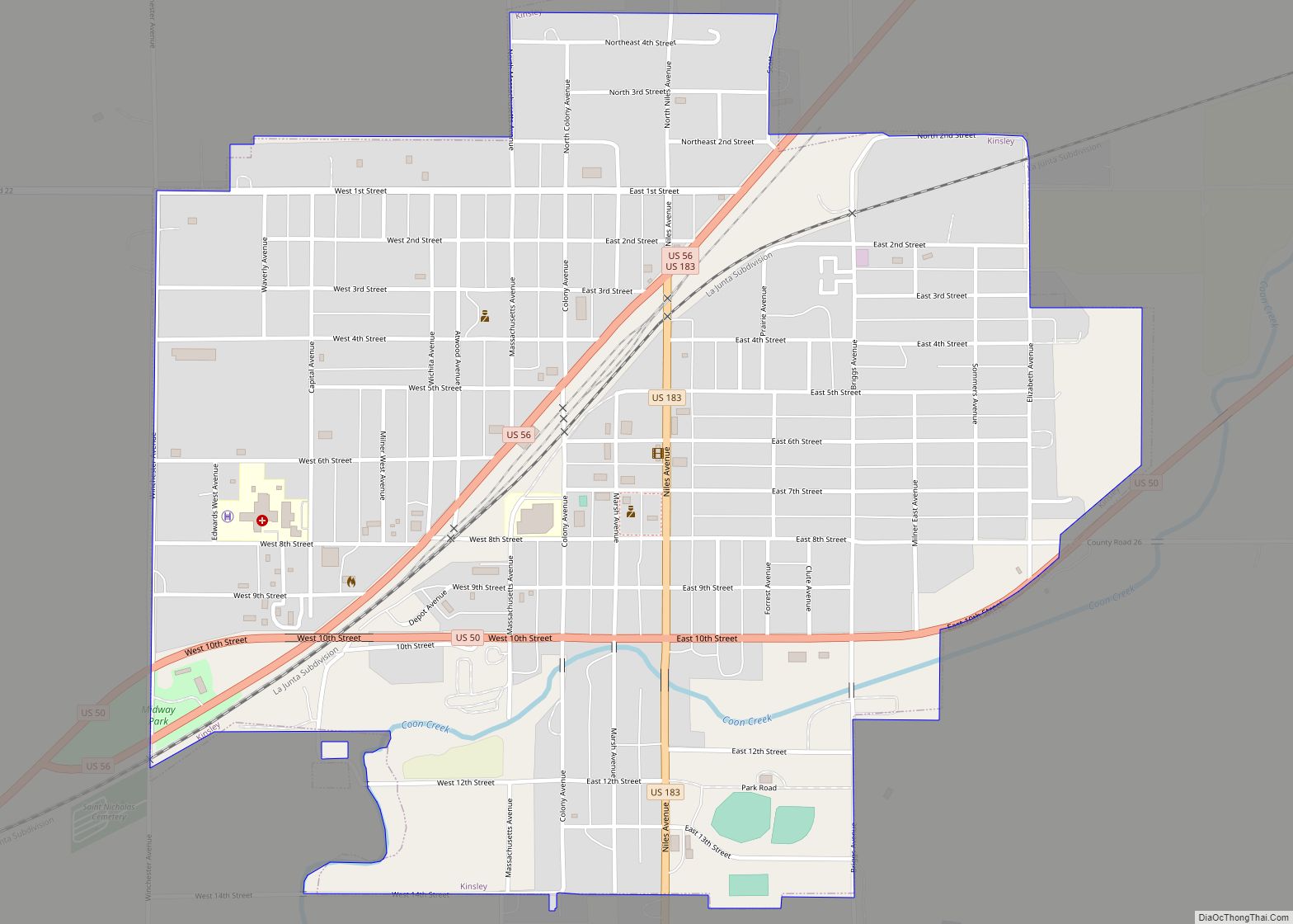 Map of Kinsley city