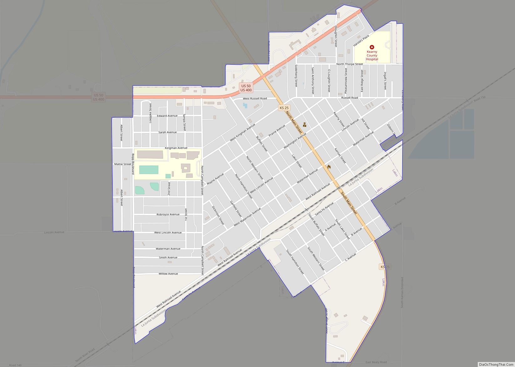 Map of Lakin city