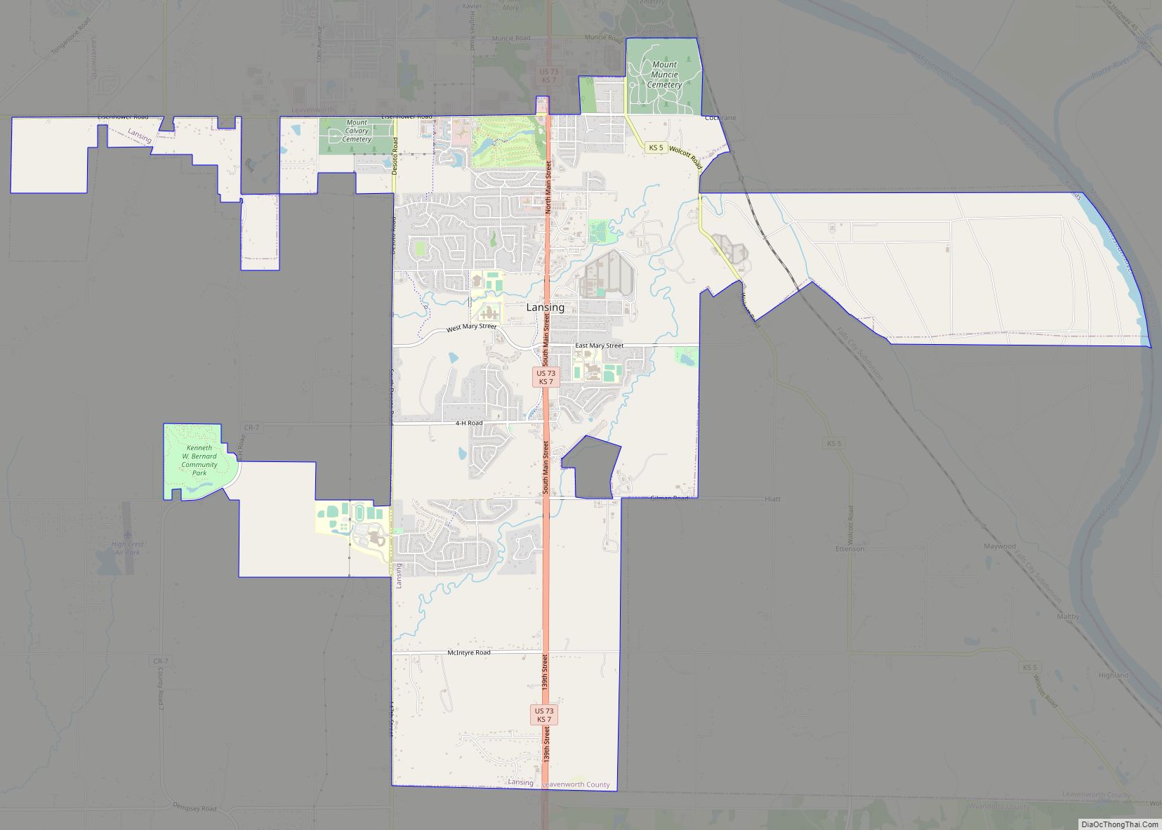 Map of Lansing city, Kansas