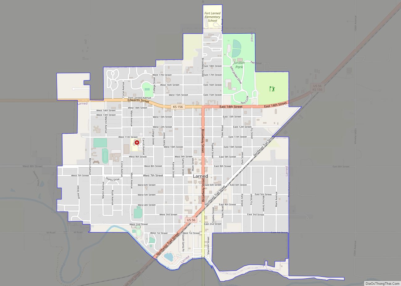 Map of Larned city